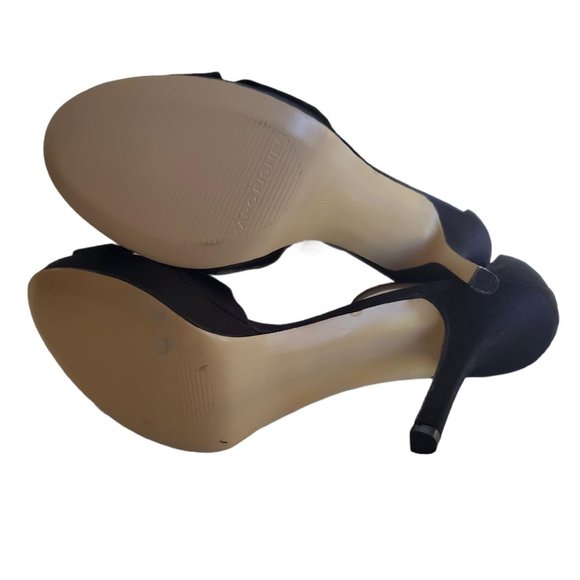 Marc Fisher Prytia Black Platform Heels 10 Twist Front Ankle Strap Stiletto - Picture 10 of 12